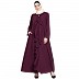 Front open frill abaya-Wine